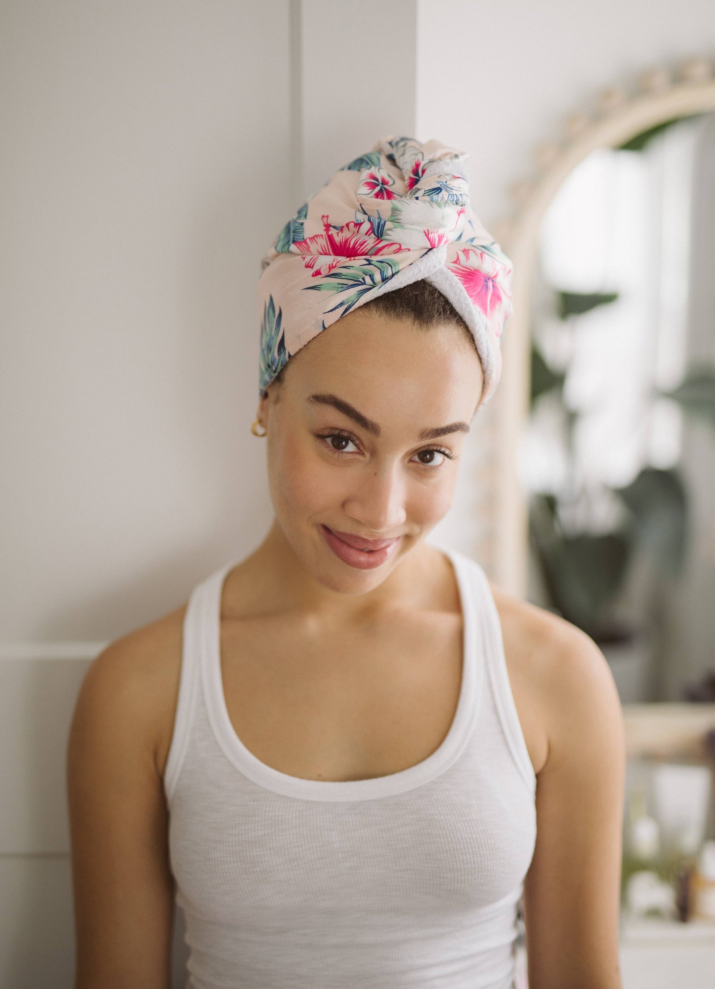 Satin & Microfibre Hair Towel: Polka Dot