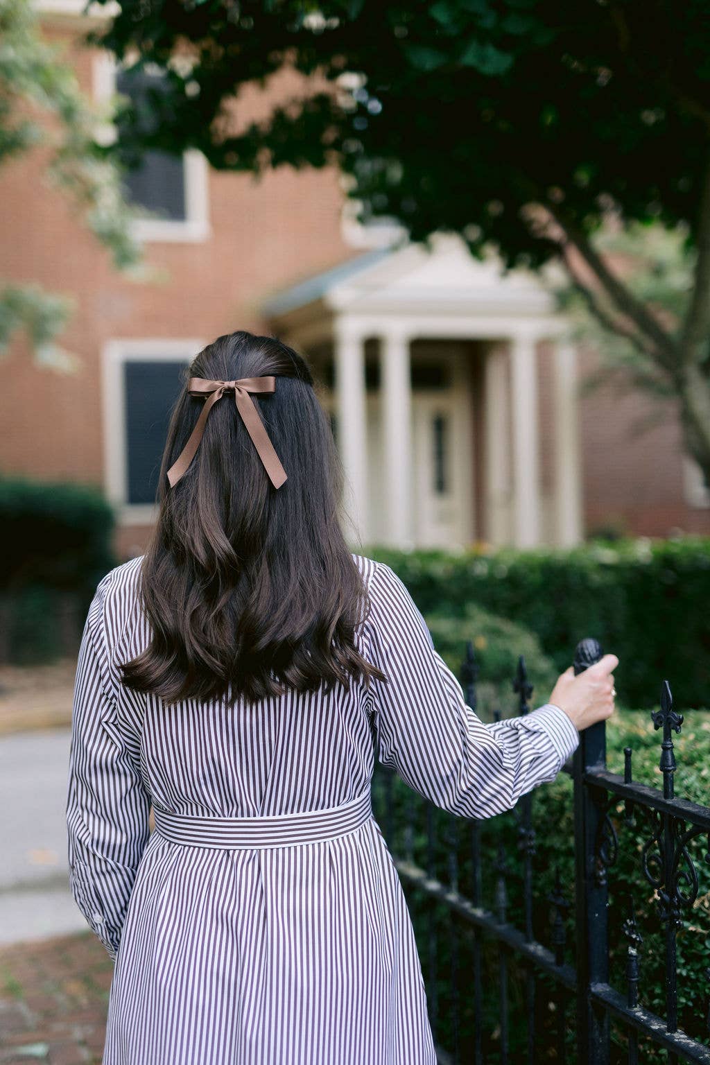 Bow Barrette-Thin Matte Satin | Micro Florence Bow: Hazelnut