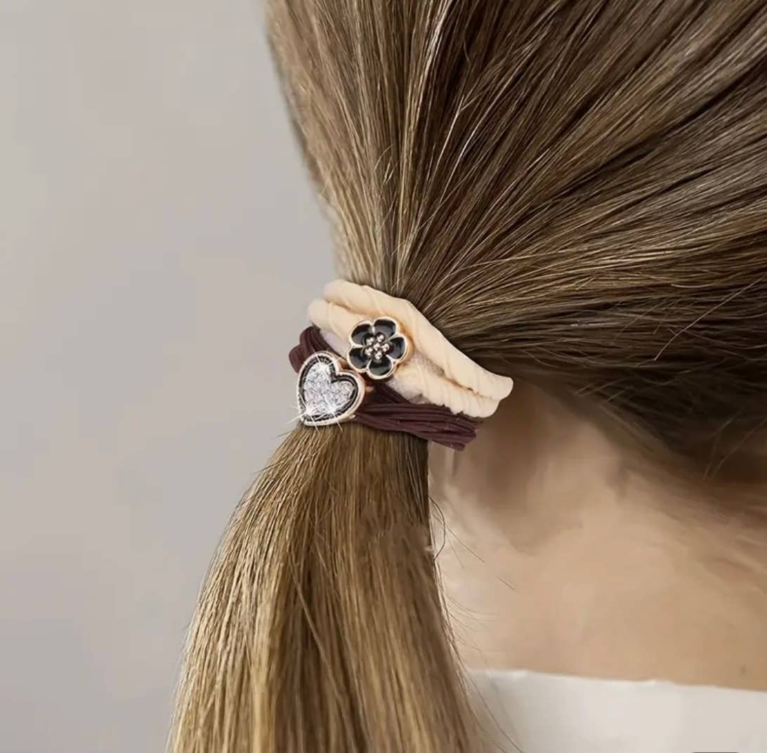 Boho Hair Ties | Black & Tan Charm