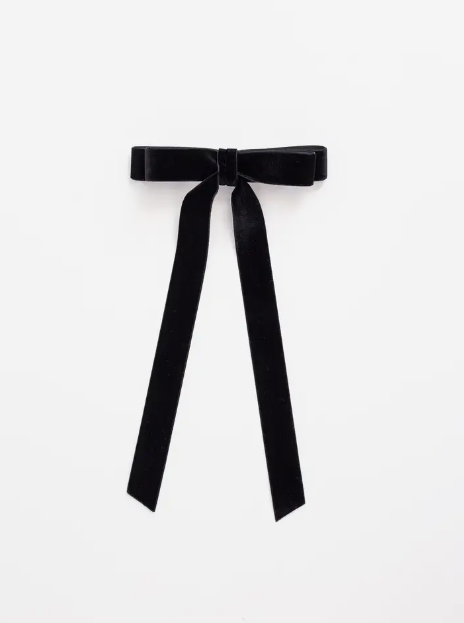 Bow Barrette-Long Velvet | Alice Bow: Black