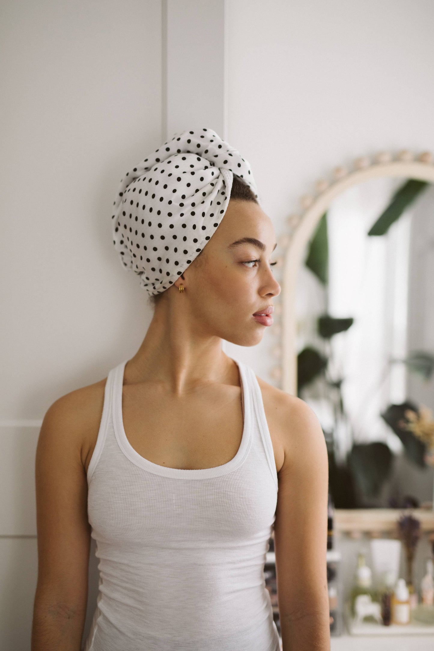 Satin & Microfibre Hair Towel: Polka Dot