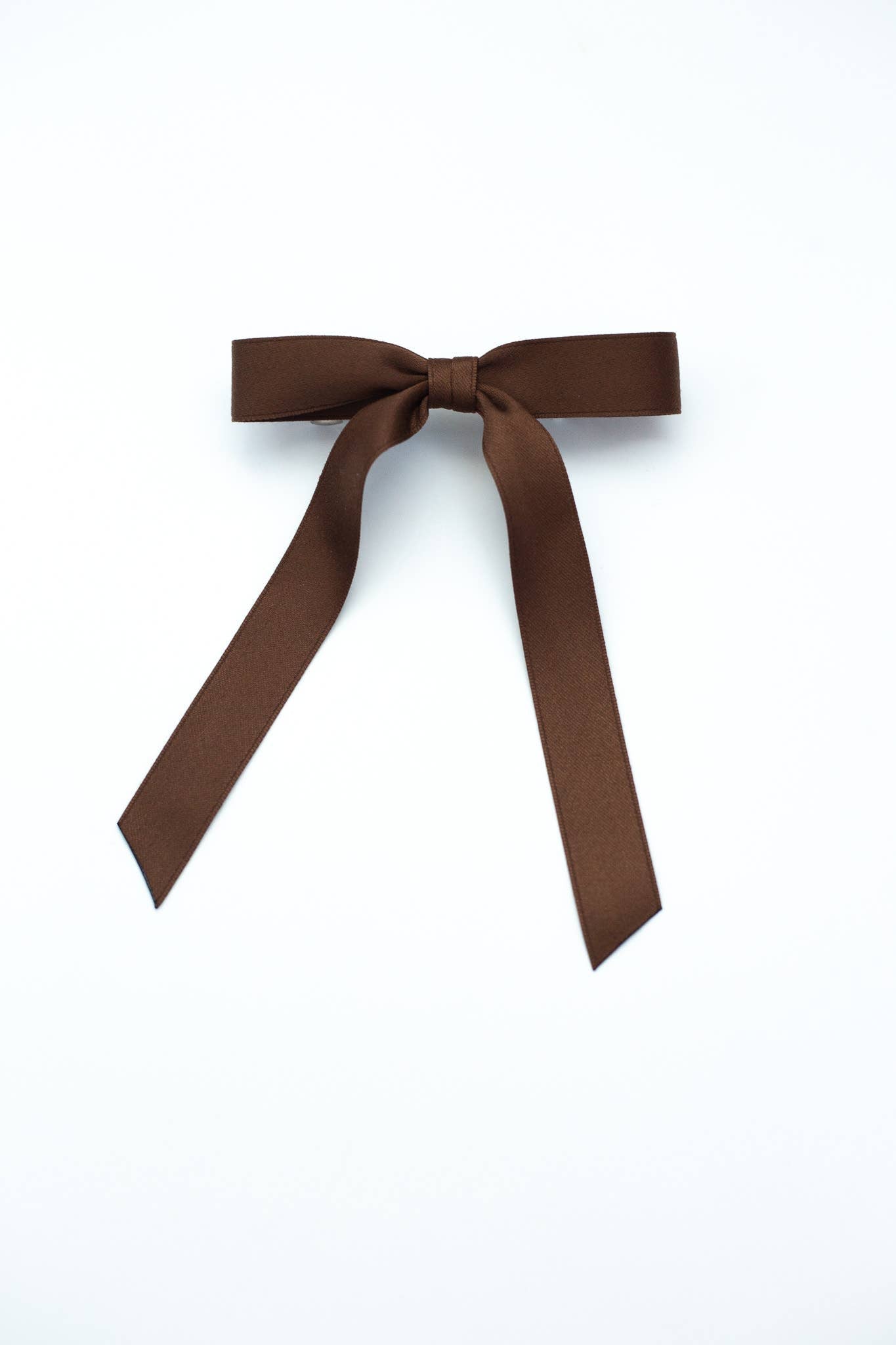 Bow Barrette-Thin Matte Satin | Micro Florence Bow: Hazelnut