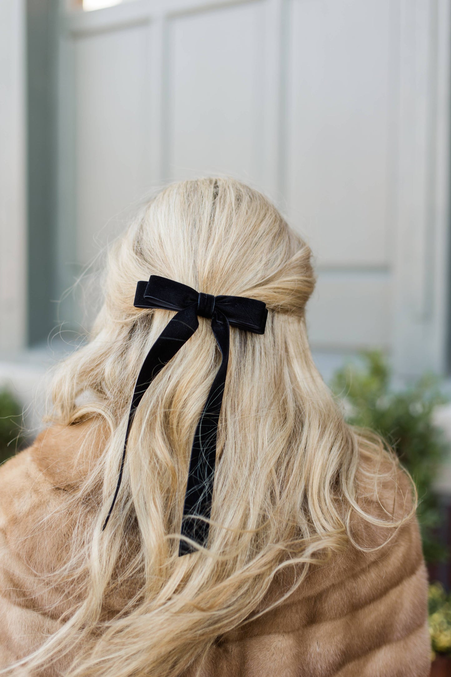 Bow Barrette-Long Velvet | Alice Bow: Black