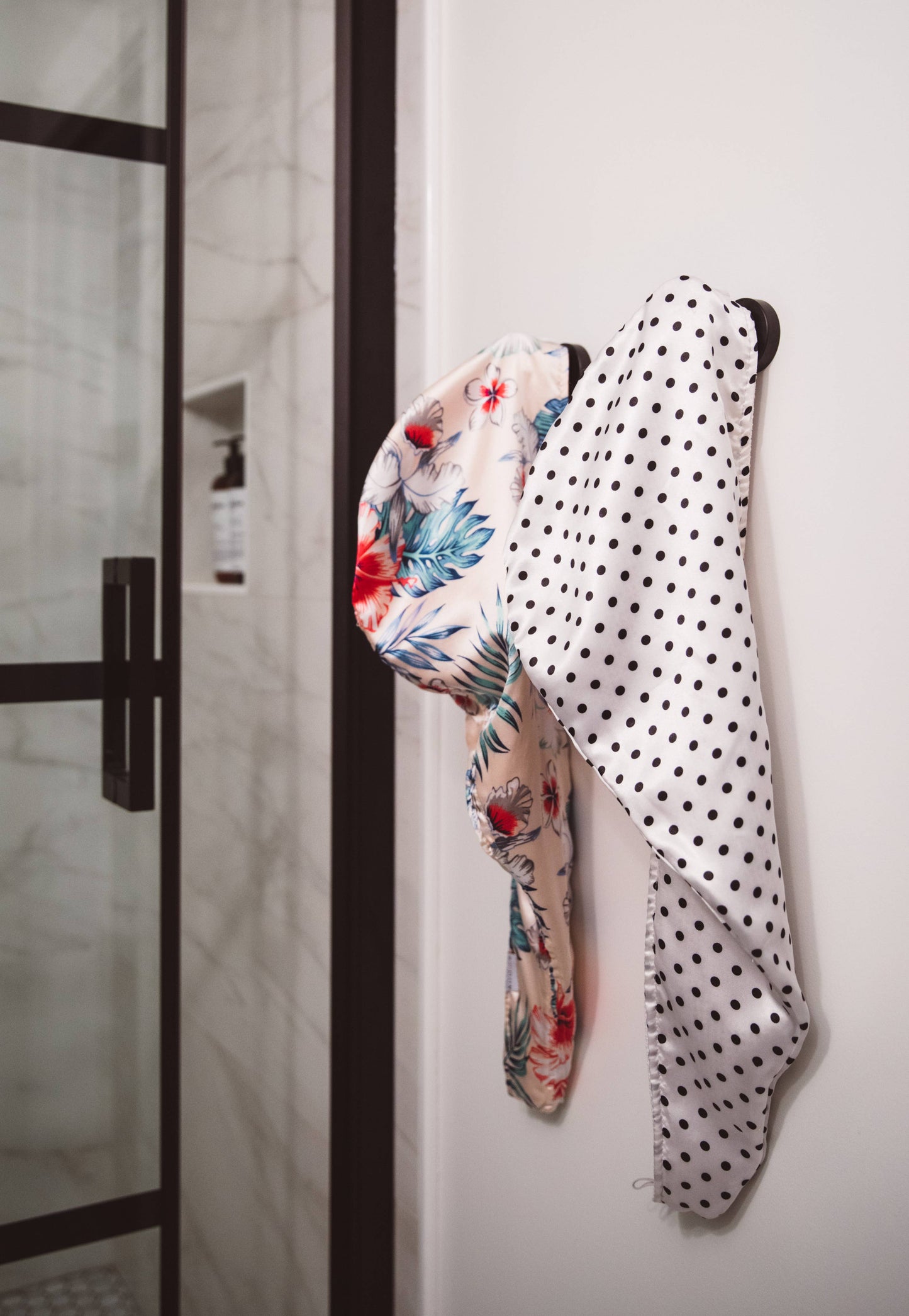 Satin & Microfibre Hair Towel: Polka Dot
