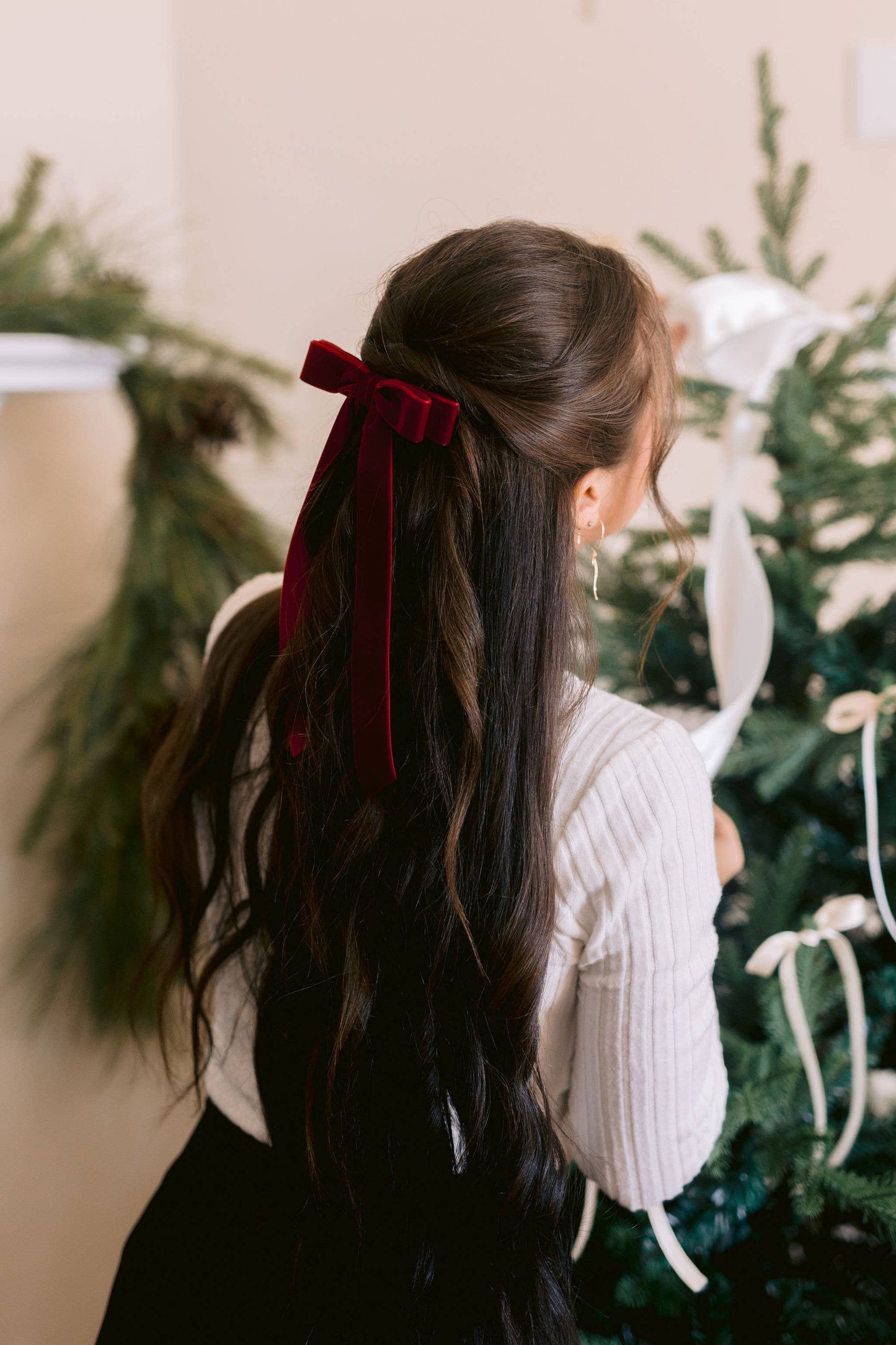 Bow Barrette-Long Velvet | Alice Bow: Wine
