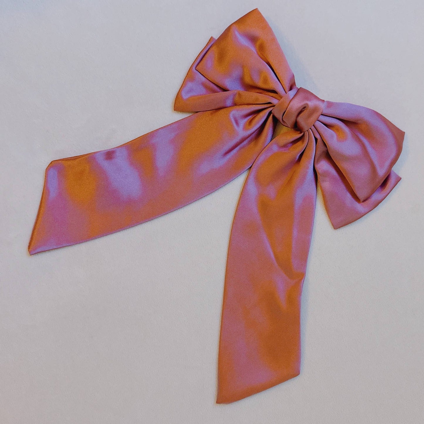 Doubled Satin Bow Hair Clip: Pink