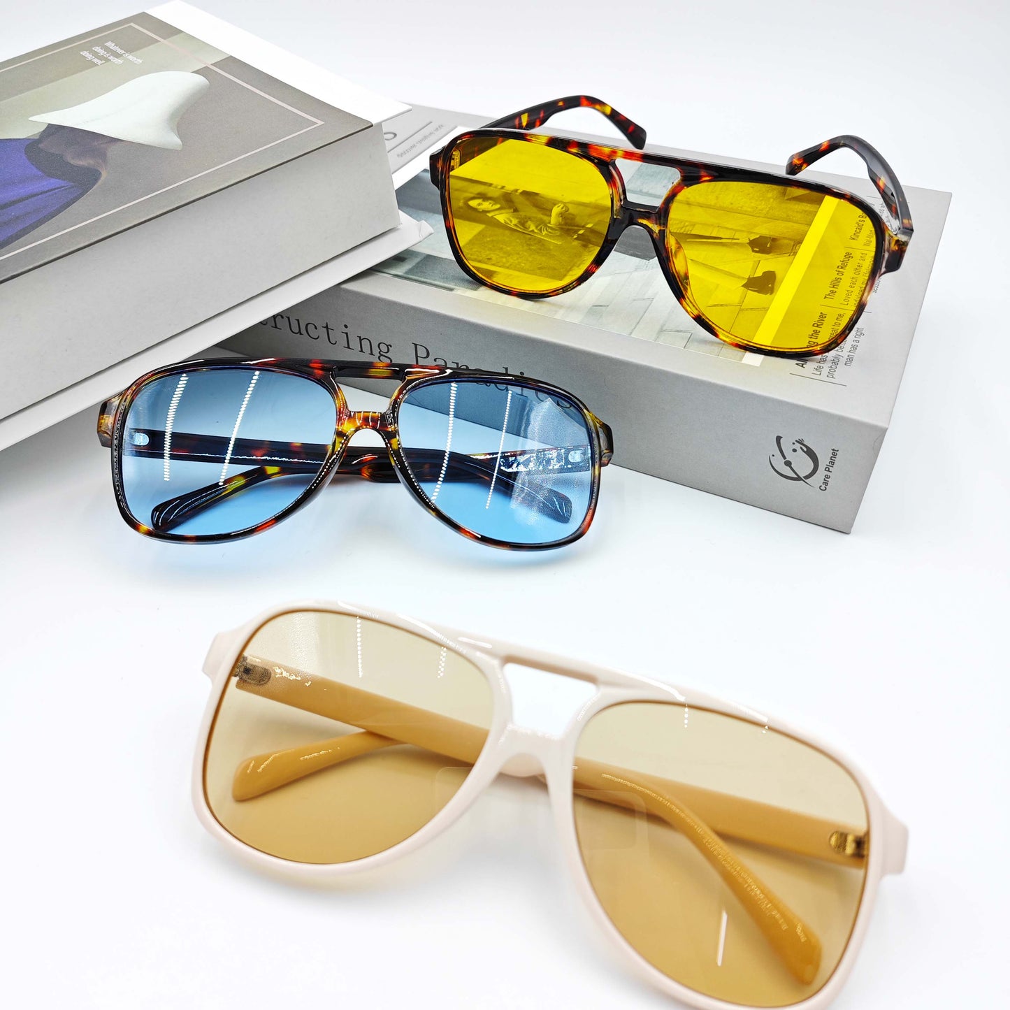 Vintage Double Bridge Aviator Sunglasses: LEOPARD