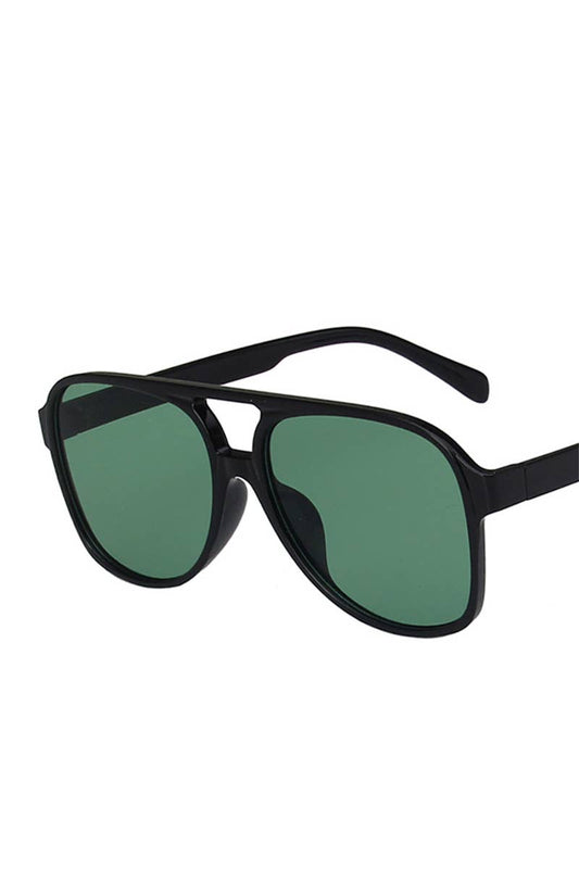Vintage Double Bridge Aviator Sunglasses: BLACKGREEN