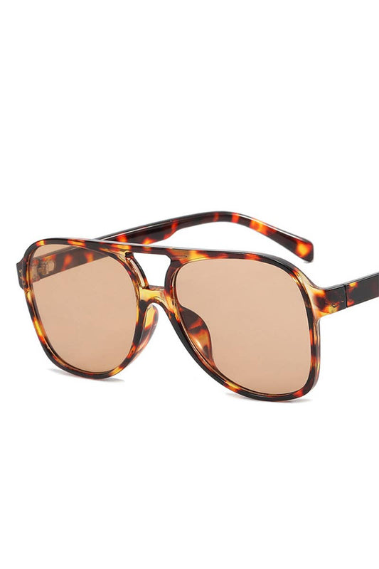 Vintage Double Bridge Aviator Sunglasses: LEOPARD