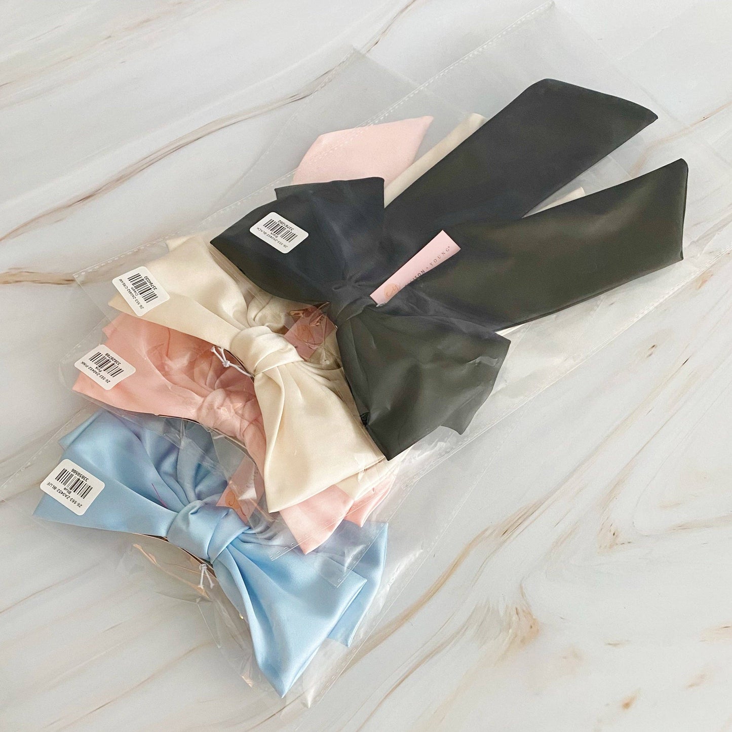 Doubled Satin Bow Hair Clip: Cream