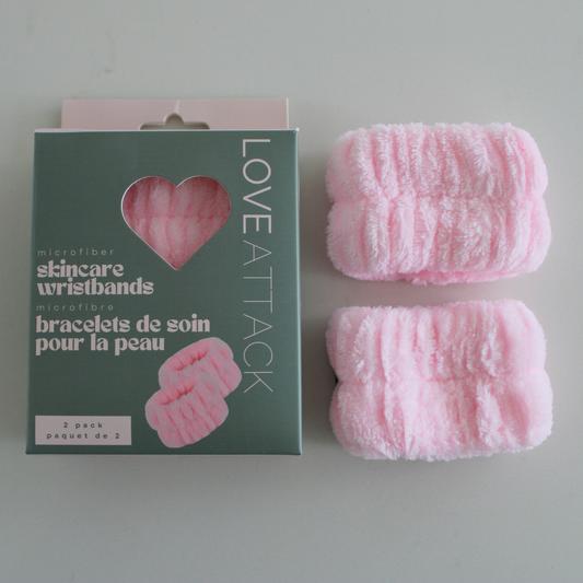 Microfiber Skincare Face Washing Wristbands - 2 Pack - Pink