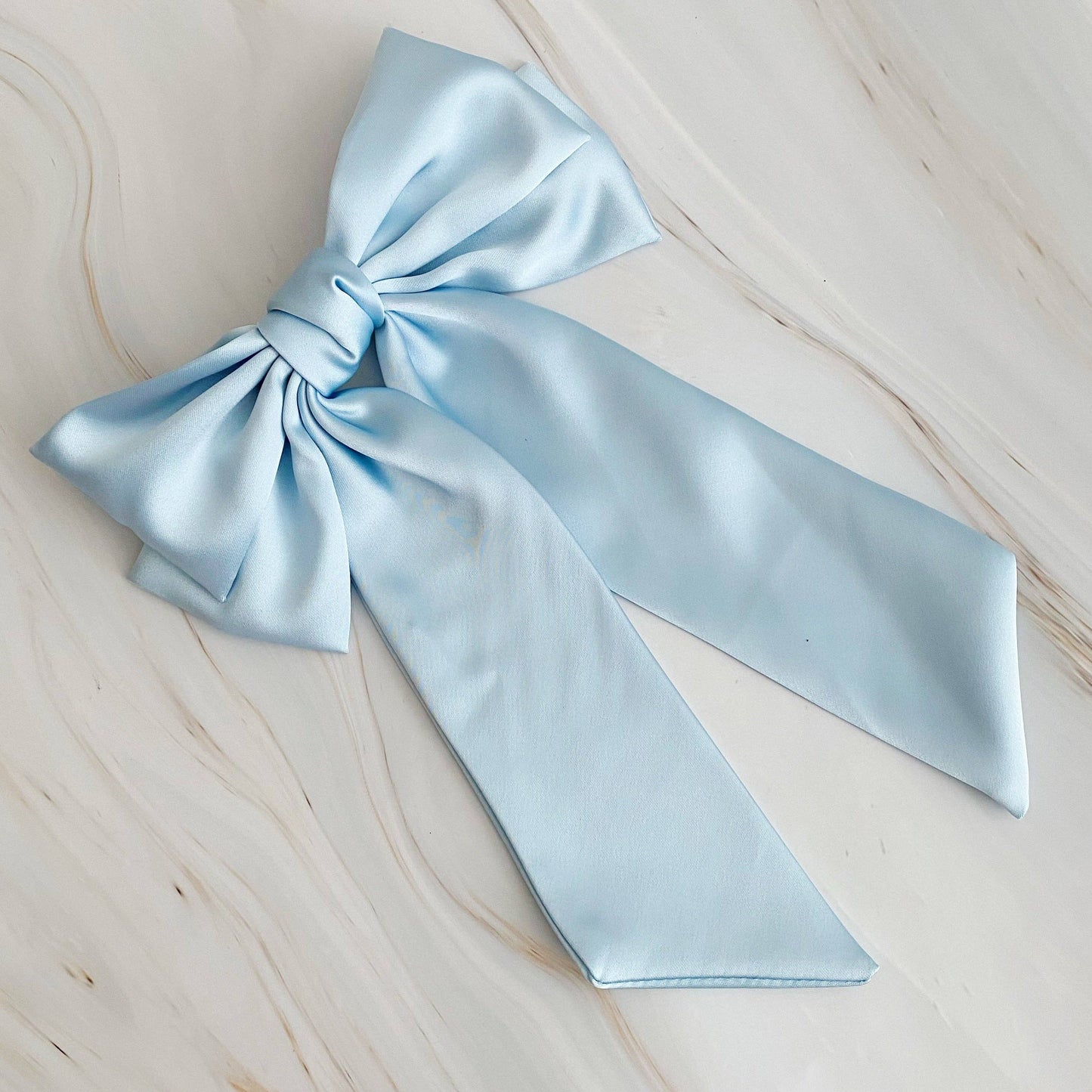Doubled Satin Bow Hair Clip: Cream