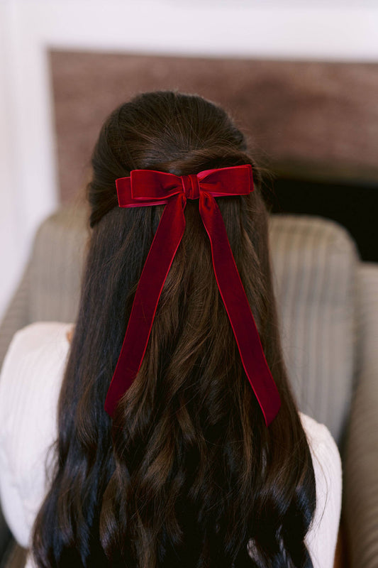 Bow Barrette-Long Velvet | Alice Bow: Wine