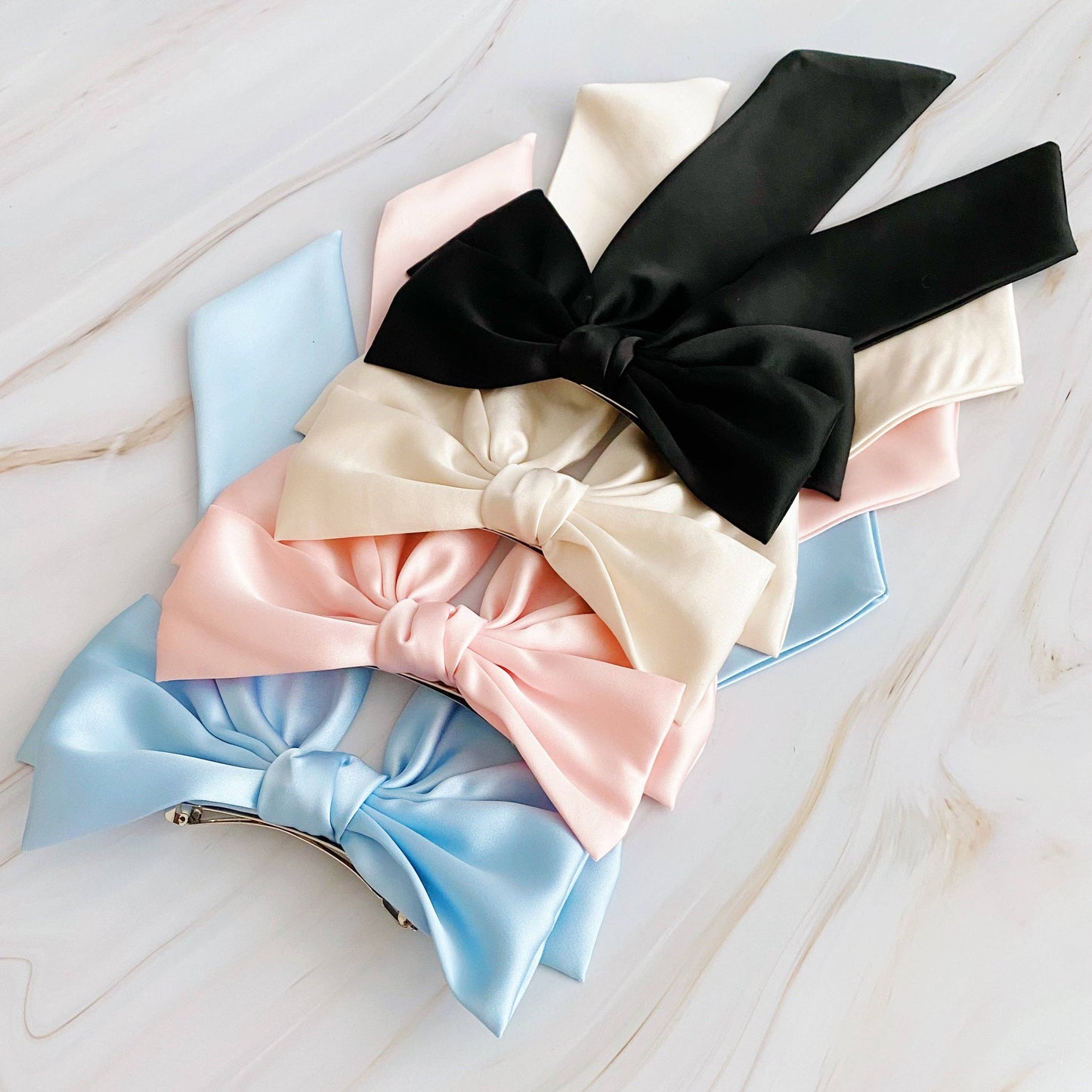 Doubled Satin Bow Hair Clip: Emerald