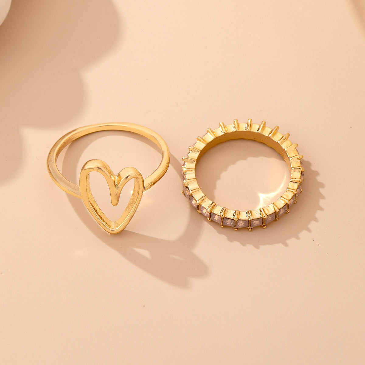 Baguette Crystal Heart Open Ring | 80R245: Gold
