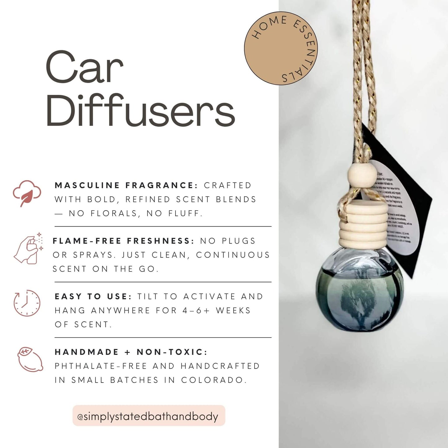 Car Diffuser – Bergamot + Oakmoss