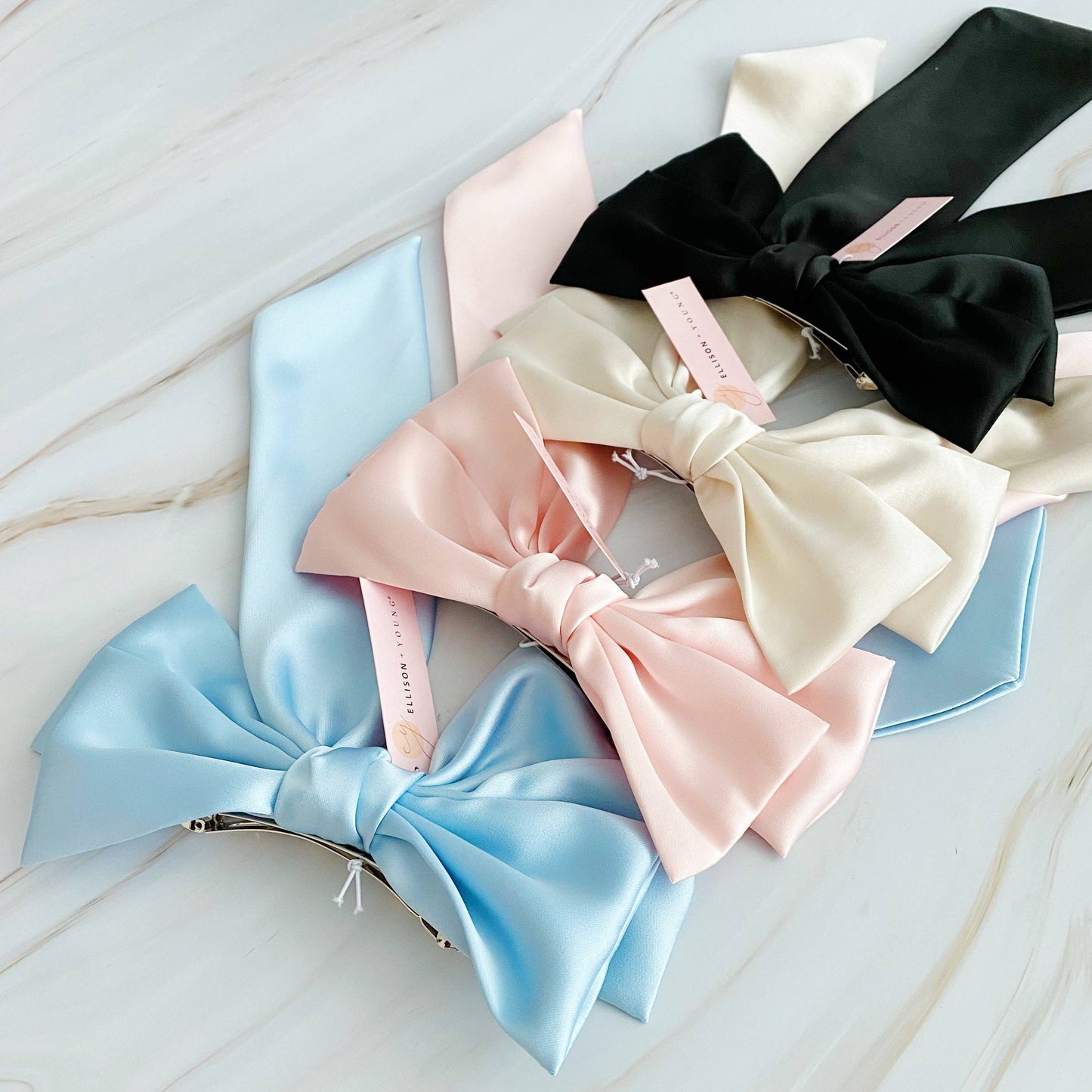 Doubled Satin Bow Hair Clip: Pink