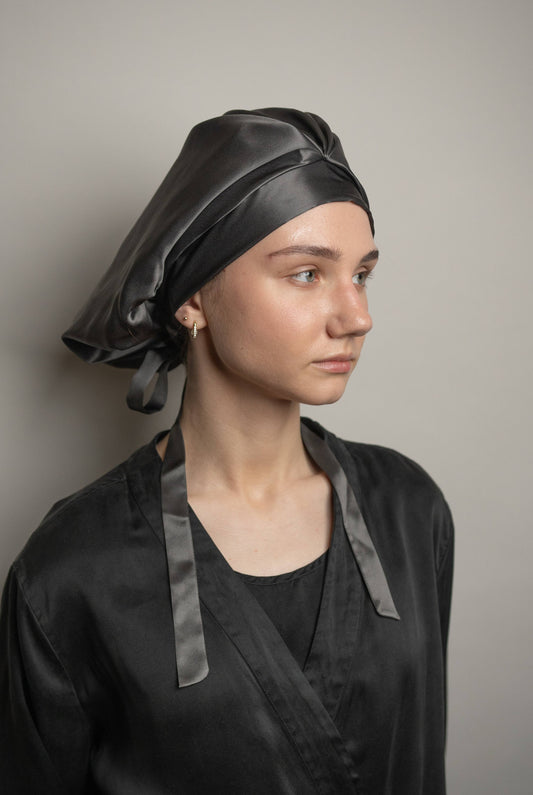Silk Bonnet: Graphite, 100% Mulberry